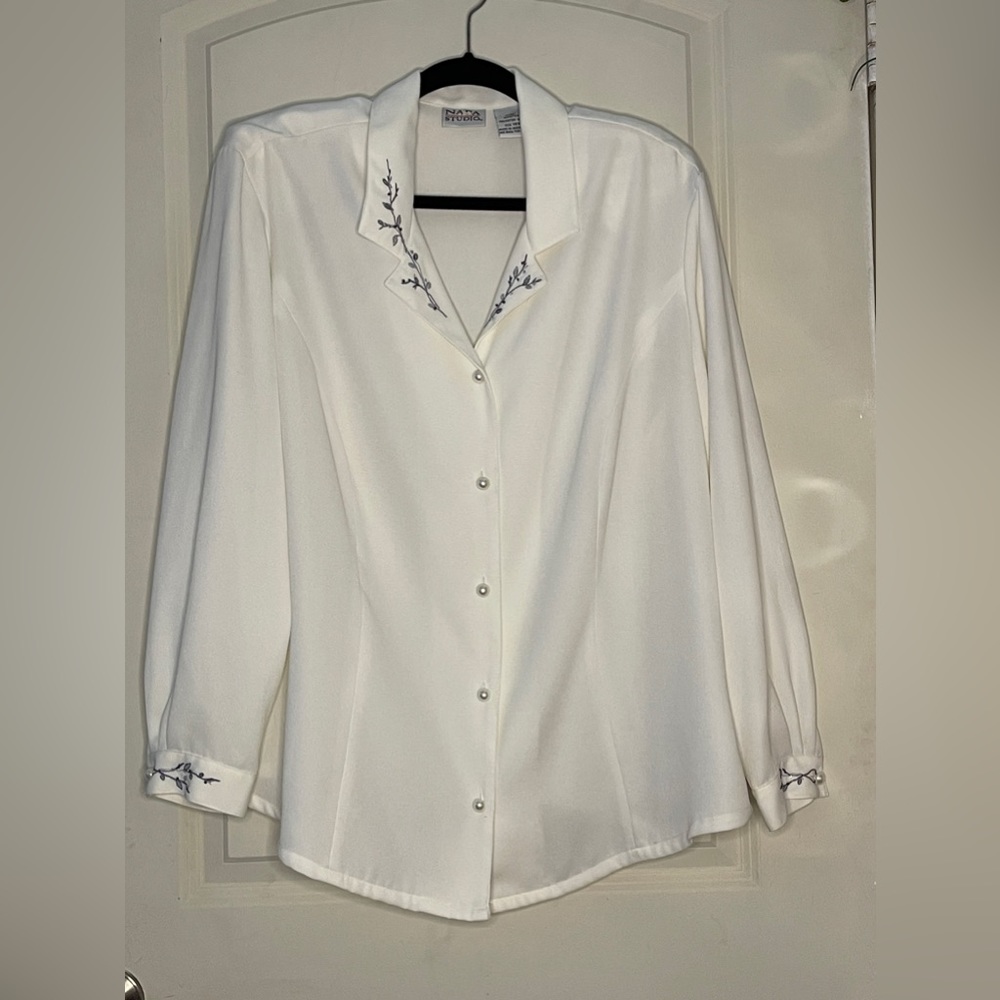 napa studio vintage women’s white blouse